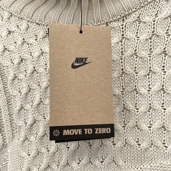 NWT Nike Life Mens Cable Knit Turtleneck Sweater Off White Chunky Relaxed Large - Picture 6 of 11